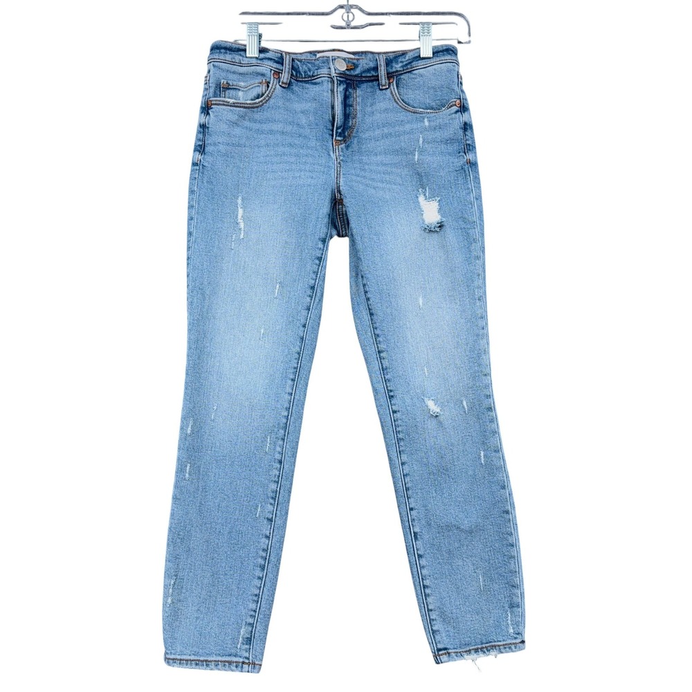 LOFT Modern Skinny Crop Women 25/0 Cotton Blue Distressed‎ Jeans